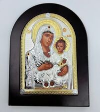 Virgin Mary of Jerusalem Byzantine Large Icon Silver 925 Treated Size 31x26cm picture