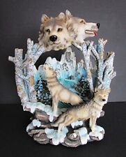 Vintage Wolves Mountains 3D Carved Resin Sculpture Figurine Nature Wildlife 9