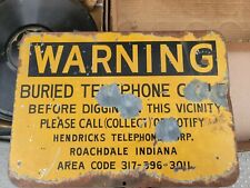 Vintage Indiana Telephone Vintage Warning Underground Cable Steel Sign  10x14 picture