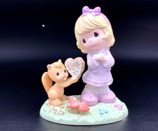 Precious Moments Girl & Squirrel LOVE Figurine Woodland Valentine Gift picture