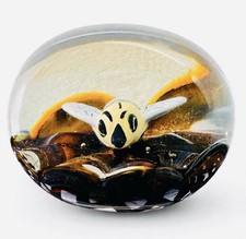 Joe St Clair Paperweight BIG BUMBLE BEE Sulfide 3.25" Amber Crown picture