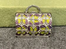 Judith Leiber for Neiman Marcus Enamel Green Purple Butterfly Trinket Purse Box picture