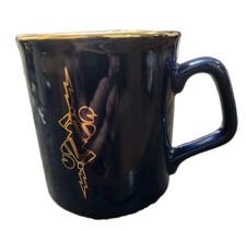 Vintage Cobalt Blue Gold Trim Coffee Mug Abstract Lightning Bolt Made In England picture