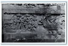 c1930's Borobudur Buddhist Temple Relief View Java Indonesia RPPC Photo Postcard picture