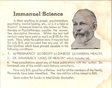 Immanuel Science Theo-therapy Psychotherapy Flyer c1940s-60s Mail-Order picture