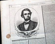 Rare Phrenology Science Brain Skull Functions w/ Abraham Lincoln 1865 Newspaper picture