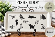 Fishs Eddy Dog Commands Ceramic Serving Tray 13" Dog Training Illustrations picture