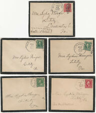 Five Black-Bordered 1903-1912 Mourning Funeral Envelopes Lititz Pennsylvania picture