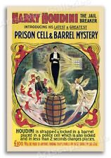 1905 Harry Houdini Prison Cell & Barrel Escape Vintage Style Magic Poster  24x36 picture