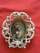 Rarest relic Saint Anthony of Padua cloth touched Holy Tongue frame 1960th Italy picture