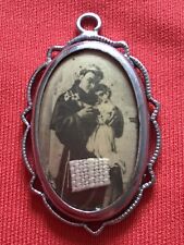 Rarest relic Saint Anthony of Padua cloth touched Holy Tongue pendant 1960th picture