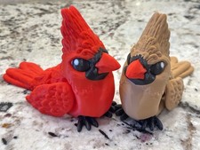 3D Printed Red Cardinal Bird  | Life-Sized & Baby-Sized Decorative Fidget picture