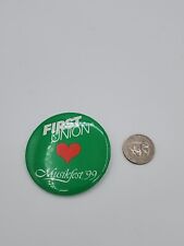 Vintage 1998 Musikfest Festival First Union Heart Green Round Pinback Pin Button picture