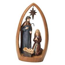 Midwest-CBK Holy Family Natural Brown 9 x 5 Resin Stone Christmas Holiday  picture