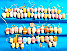 64 VINTAGE HANGING WOODEN EASTER EGGS ORNAMENTS picture