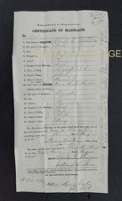 1865 antique MARRIAGE CERTIFICATE boston ma BATCHELDER gloucester LEATHERBEE picture