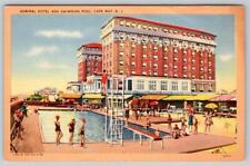 CAPE MAY NEW JERSEY ADMIRAL HOTEL SWIMMING POOL VINTAGE LINEN TICHNOR POSTCARD picture