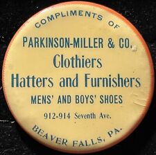 PARKINSON-MILLER Clothier Beaver Falls PA  Celluloid Pocket Mirror picture