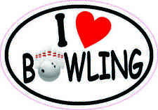 5in x 3.5in Oval I Love Bowling Vinyl Sticker Car Truck Vehicle Bumper Decal picture