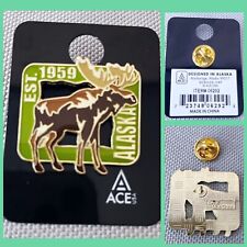 NEW ALASKA Collectable MOOSE Lapel Pin Souvenir On Card Alaskan Gold Tone Rare picture