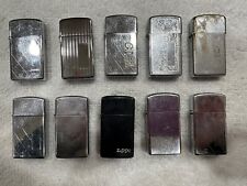 Lot Of (10) Slim Zippo Lighters Chrome Etc For Your Collection picture