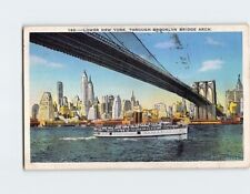 Postcard Lower New York Through Brooklyn Bridge Arch New York USA picture