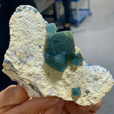 303G Rare transparent blue-green cubic fluorite mineral crystal samples/China picture