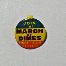 Vintage Green Duck Co Fold Tab Button March of Dimes to Fight Birth Defects 8383 picture