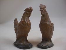 Chicken & Rooster Statue Figurines - Faux Majolica English Grand Tour Style picture