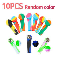 10pc 3.4'' Mini Silicone Smoking Hand Pipe with Metal Bowl &Cap Lid Pocket Pipe/ picture