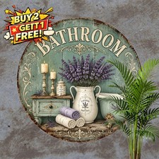 Bathroom Round Metal Sign Retro Restaurant Washroom Decor Plaque 8x8 picture