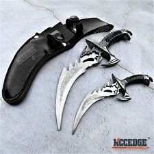 SET of 2 Medieval FIXED BLADE DAGGERS Black Knife Sheath Included Karambit picture