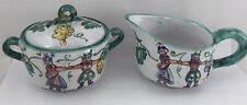 Vintage M. B. D. HARVEST FAIR Italy Hand Painted & Numbered Cream & Sugar #7/464 picture