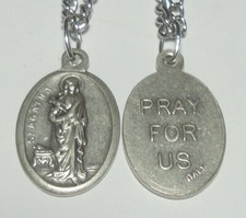 St Agatha Holy Medal on 24" Chain Patron of Nurses Breast Diseases Breastfeeding picture