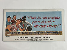 Vintage print ad Racial & religious understanding 1940’s Baseball￼ Flyer picture