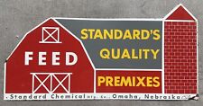 Vintage Standard's Quality Premixes Feed Metal Sign - Barn Shape - 22” x 11.25” picture