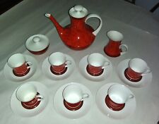 *Vintage* Block Bidasoa Flamenco Black Red Tea Coffee Demitasse Set Spain 19 Set picture