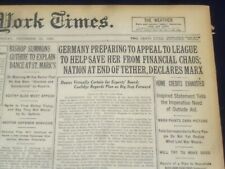 1923 DECEMBER 13 NEW YORK TIMES - GERMANY APPEALS TO LEAGUE TO SAVE HER- NT 9236 picture