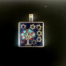 Holocaust Remembrance Pendant Jewelry T of Life Enameled Silver/ Gold 