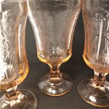 3 Vintage Indiana Recollections Pink Goblets Water Glasses 6 1/2” Mint picture