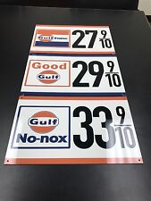 Gulf gasoline advertising sign rare 3 piece sign vintage reproduction 1960's picture