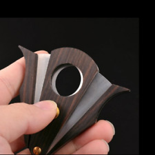 Cigar Cutter Dark Wood Stainless Steel Double Cut Cutting Butterfly Blades Zebra picture