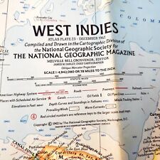 1962-12 December Vintage National Geographic Map The WEST INDIES - EUC picture