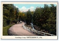 Osterhout Pennsylvania PA Postcard Greetings Country Road Trees Scene c1920's picture
