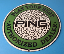 Vintage Ping Golf Sign - Play Your Best Golfing Dealer Porcelain Gas Pump Sign picture
