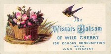 ADVERTISING CALLING CARD~WISTAR'S BALSAM OF WILD CHERRY FOR LUNGS COUGH SYRUP picture