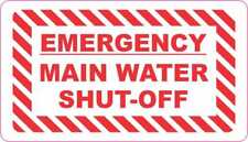 3.5in x 2in Emergency Main Water Shut-Off Vinyl Sticker Business Sign Decal picture