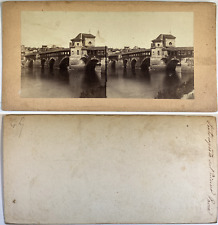 Italy, Pavia, Ponte sul Ticino Vintage Stereo Card, Albuminated Print 8.5x1 picture