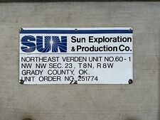 Single Sided Porcelain Sun Exploration & Production Co Oil Lease Sign Oklahoma picture