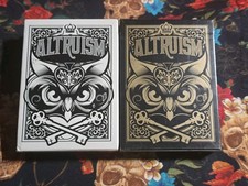 Altruism Playing Cards Set S/2 Black/White Blue Crown New Snow Owls Rare picture